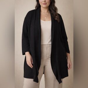 Belldini Black Open Front Cardigan 3X Textured Knit Lightweight Plus Size Layer